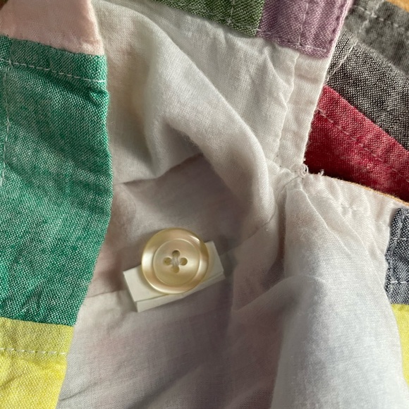 Orvis Vintage Patchwork Shirt Jacket Collarless Lined 100% Cotton size 8 - Picture 12 of 14